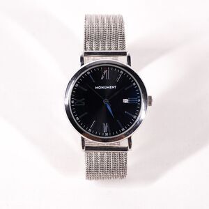 10" Monument Metal Wrist Watch Silver Japanese Quartz Jewelry Bracelet Silver